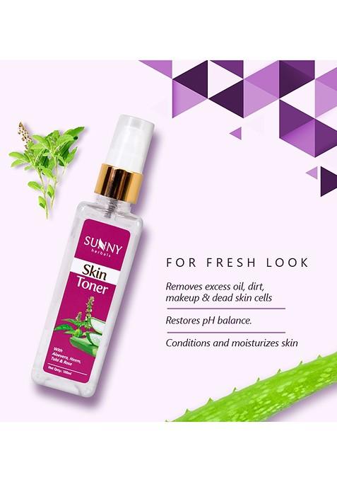 Sunny Herbals Skin Toner Enriched With Aloe Vera Neem Tulsi Rose 100Ml