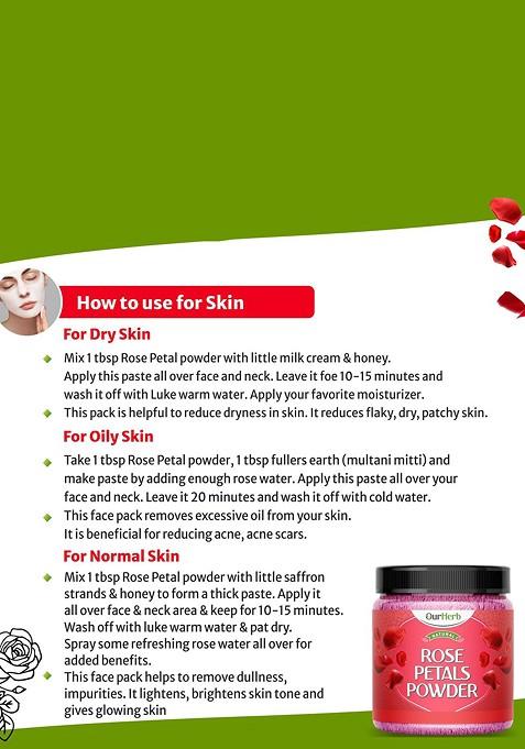 Ourherb Set Of 2 Pure Natural Rose Petals Multani Mitti Powder Face Pack 100 G Each
