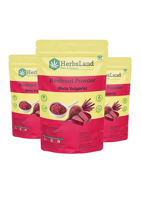 Herbsland Set Of 3 Beetroot Face Pack Powder With Vitamin C Folic Acid 100 G Each