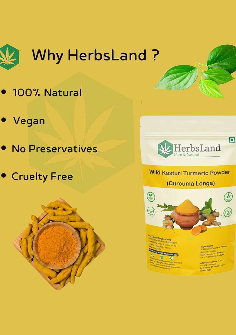 Herbsland Kasturi Wild Turmeric Powder For Glowing Radiant Skin 150 G