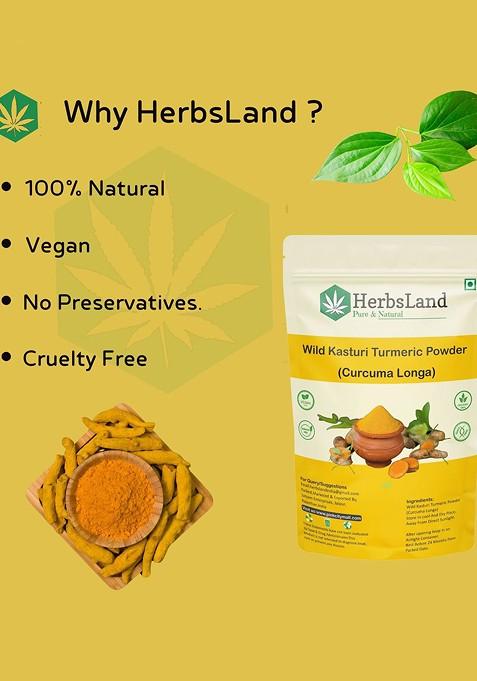 Herbsland Kasturi Wild Turmeric Powder For Glowing Radiant Skin 150 G