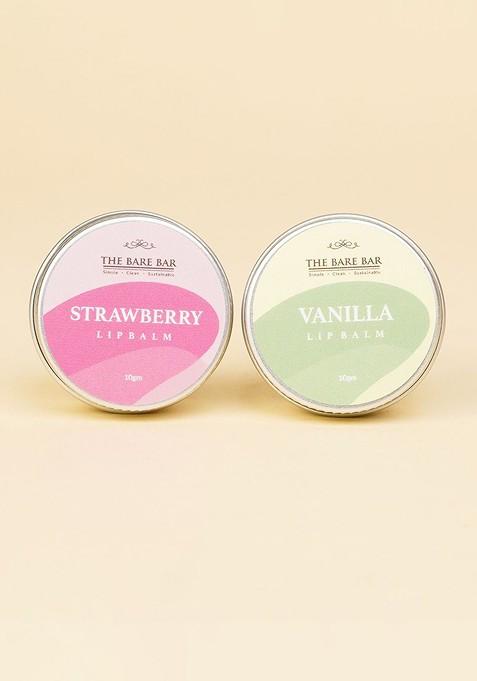 The Bare Bar Set Of 2 Strawberry Vanilla Lip Balm 10 G Each