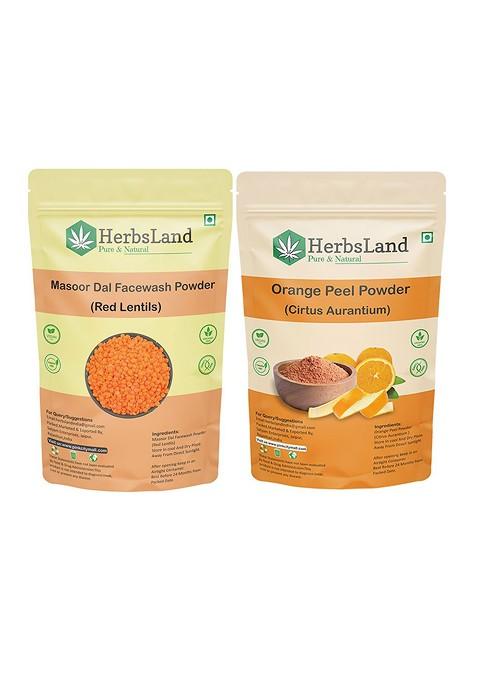 Herbsland Set Of 2 Masoor Orange Peel Face Pack 150 G Each