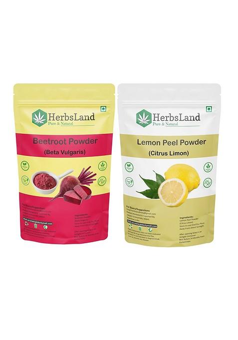 Herbsland Set Of 2 Beetroot Lemon Peel Powder Face Pack 150 G Each