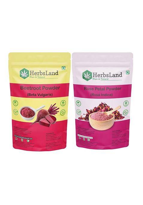 Herbsland Set Of 2 Beetroot Rose Petal Powder Face Pack 100 G Each