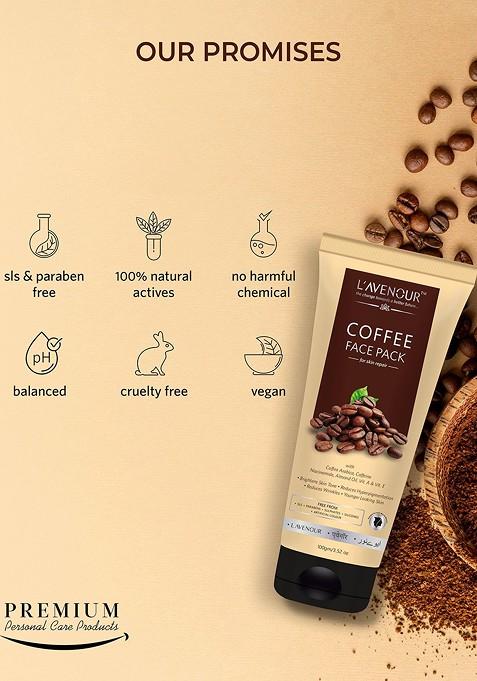 L'Avenour Coffee Face Pack With Niacinamide Almond Oil Vitamin A E 100 G
