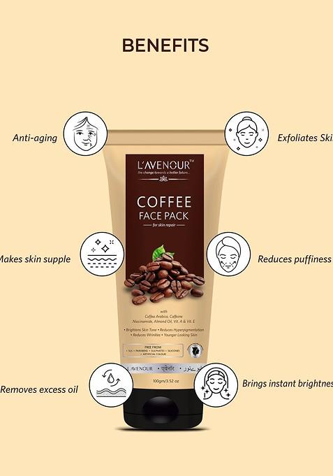 L'Avenour Coffee Face Pack With Niacinamide Almond Oil Vitamin A E 100 G
