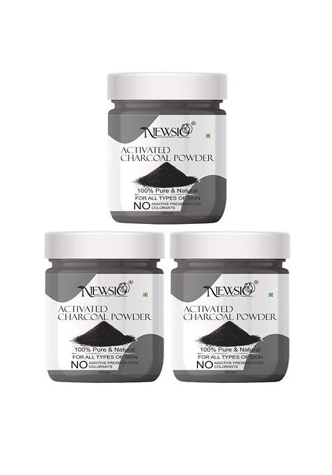 Newsio Set Of 3 100 Pure Natural Activated Charcoal Powder Ml Each
