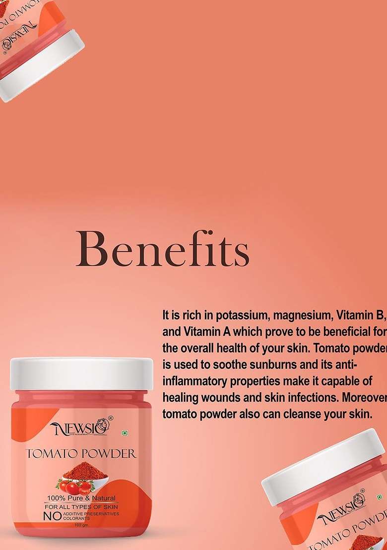 Newsio Set Of 3 100 Pure Natural Tomato Powder For Skin Hair G Each - Indya