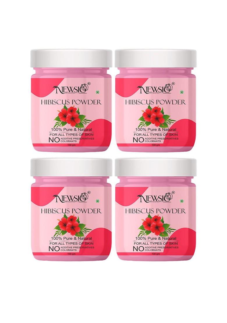Newsio Set Of 4 Pure Natural Hibiscus Powder For Skin Hair 100G Each