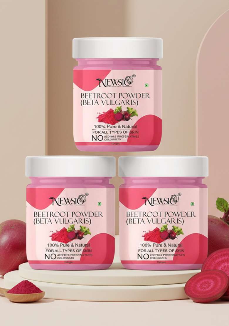 Newsio Set Of 3 Pure Natural Beetroot Powder For Skin Hair 100G Each - Indya