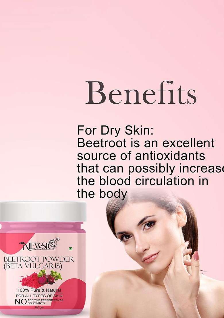 Newsio Set Of 3 Pure Natural Beetroot Powder For Skin Hair 100G Each - Indya