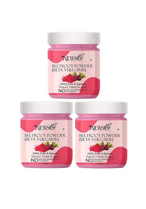 Newsio Set Of 3 Pure Natural Beetroot Powder For Skin Hair 100G Each