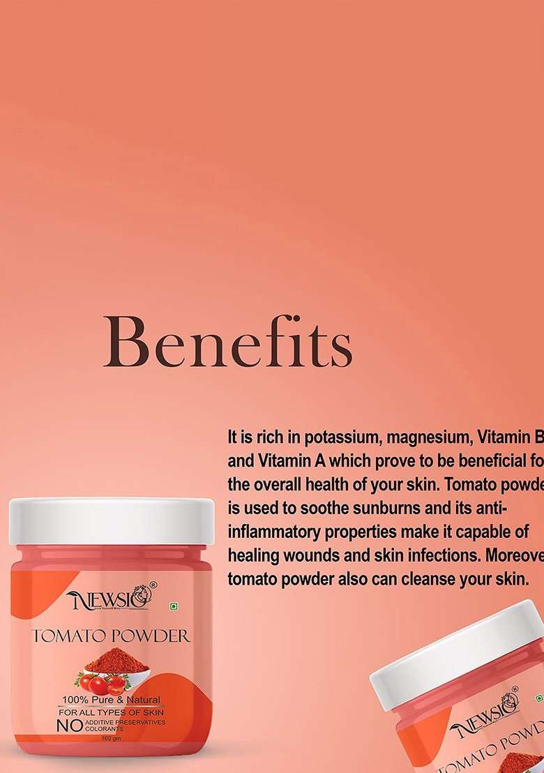 Newsio Set Of 2 Pure Natural Tomato Powder For Skin Hair 100G Each - Indya