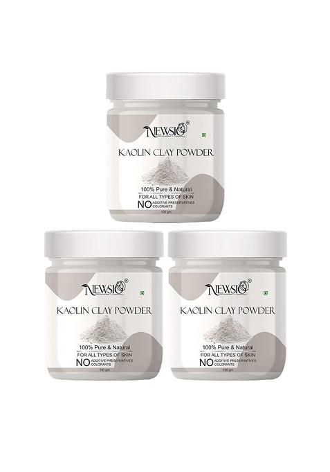 Newsio Set Of 3 Pure Natural Kaolin Clay Powder For Skin 100G Each