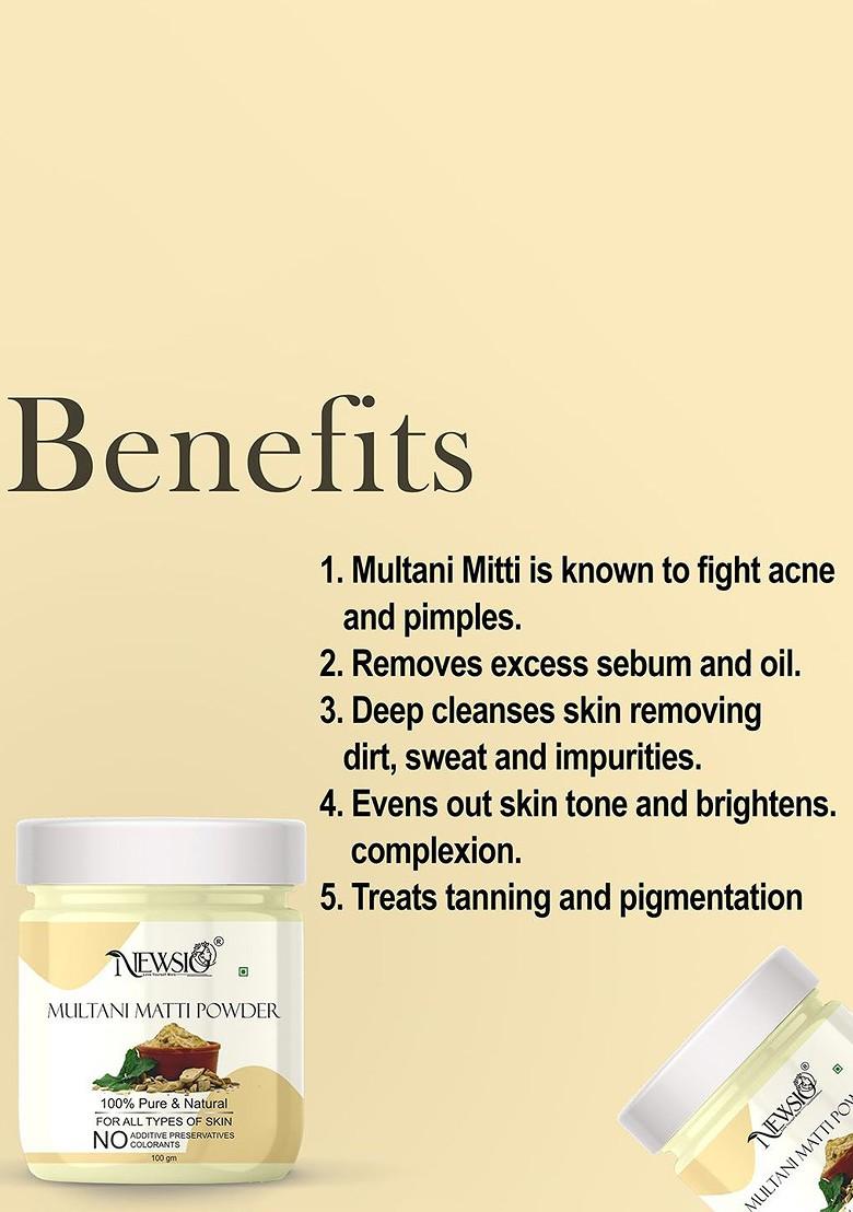 Newsio Set Of 3 100 Pure Natural Multani Mitti Powder For Acne Pimples G Each