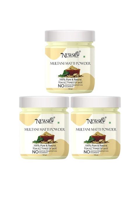 Newsio Set Of 3 100 Pure Natural Multani Mitti Powder For Acne Pimples G Each