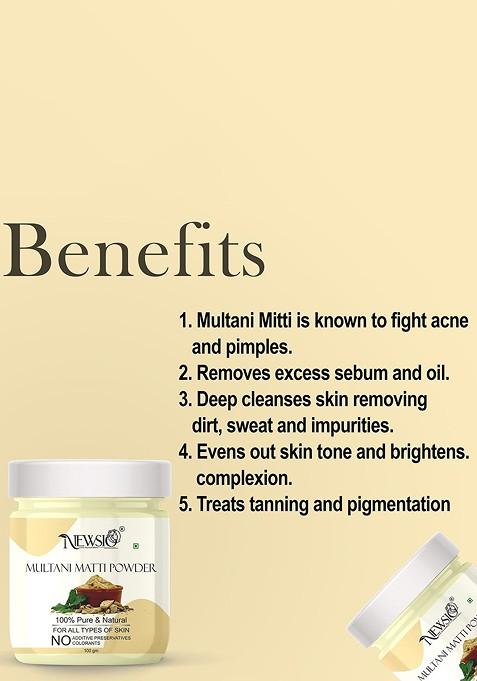 Newsio Set Of 3 100 Pure Natural Multani Mitti Powder For Acne Pimples G Each