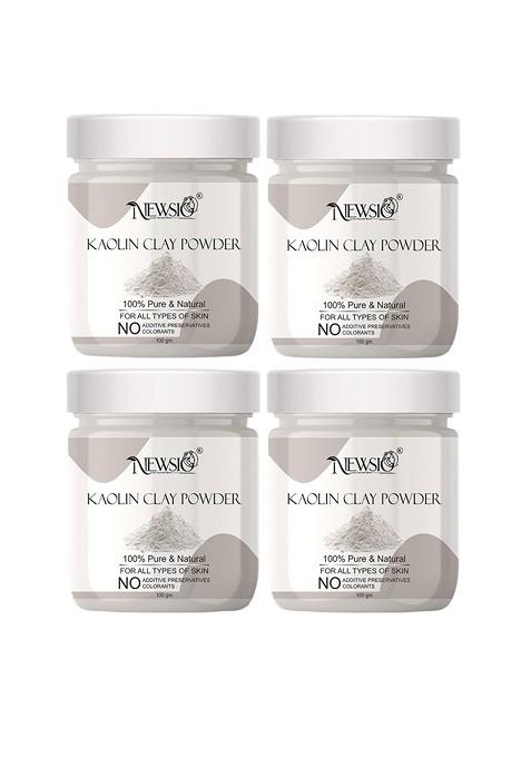 Newsio Set Of 4 Pure Natural Kaolin Clay Powder For Skin 100G Each
