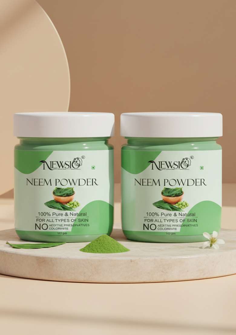 Newsio Set Of 2 Pure Natural Neem Leaves Powder For Skin Hair 100G Each - Indya