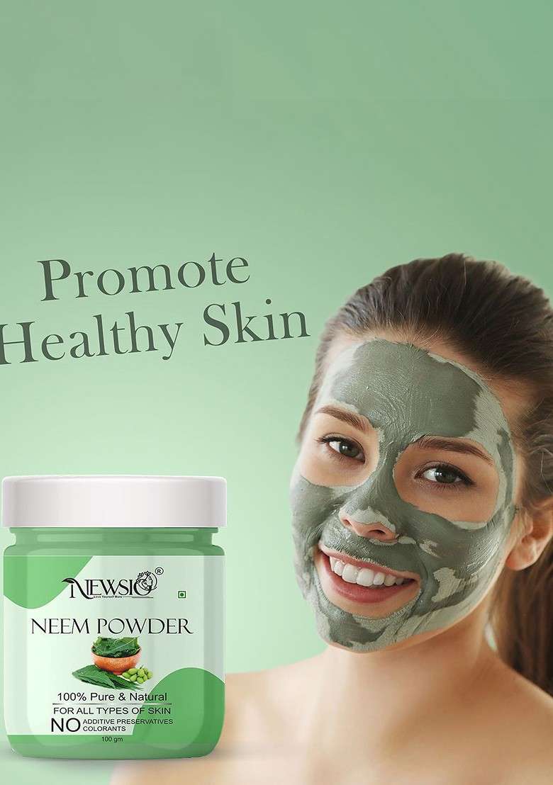 Newsio Set Of 2 Pure Natural Neem Leaves Powder For Skin Hair 100G Each - Indya