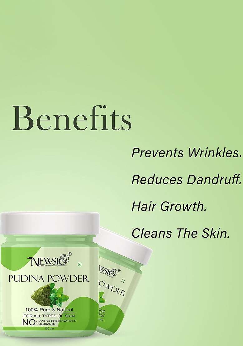 Newsio Set Of 4 Pure Natural Pudina Powder For Skin Hair 100G Each - Indya