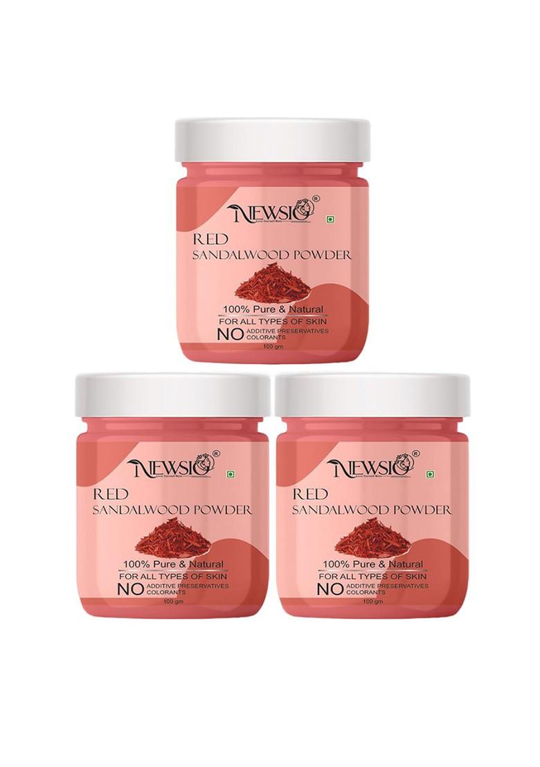 Newsio Set Of 3 100 Pure Natural Red Sandalwood Powder For Glowing Skin G Each