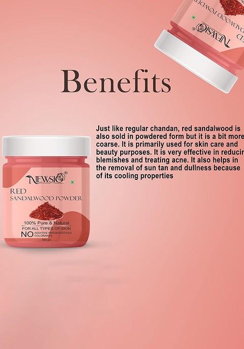 Newsio Set Of 3 100 Pure Natural Red Sandalwood Powder For Glowing Skin G Each