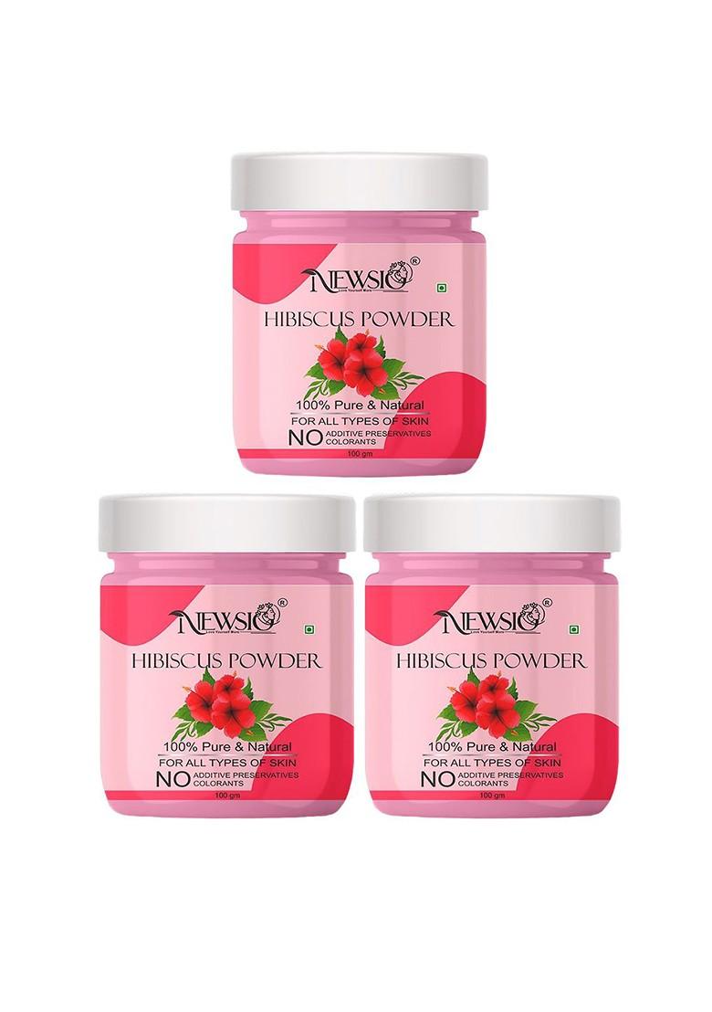 Newsio Set Of 3 Pure Natural Hibiscus Powder For Skin Hair 100G Each