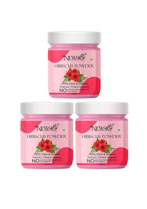 Newsio Set Of 3 Pure Natural Hibiscus Powder For Skin Hair 100G Each