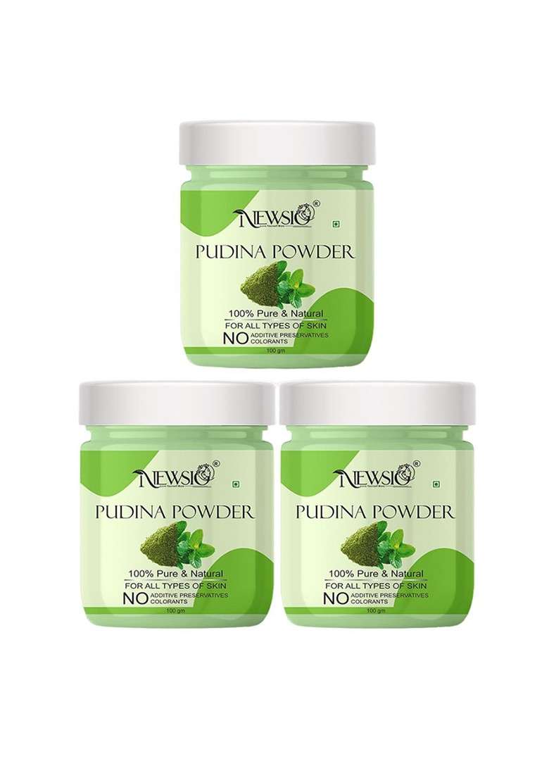 Newsio Set Of 3 100 Pure Natural Pudina Powder For Hair Skin G Each - Indya