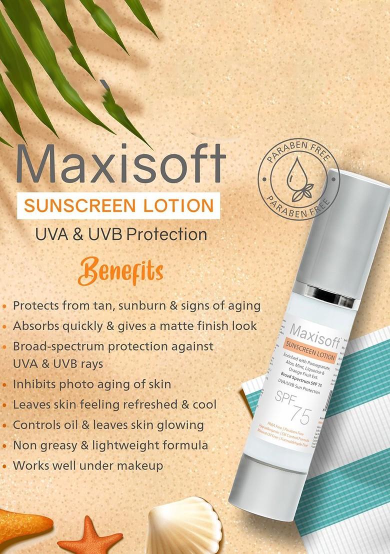 Maxisoft Sunscreen Lotion Spf 75 Uva Uvb Protection 50 Ml
