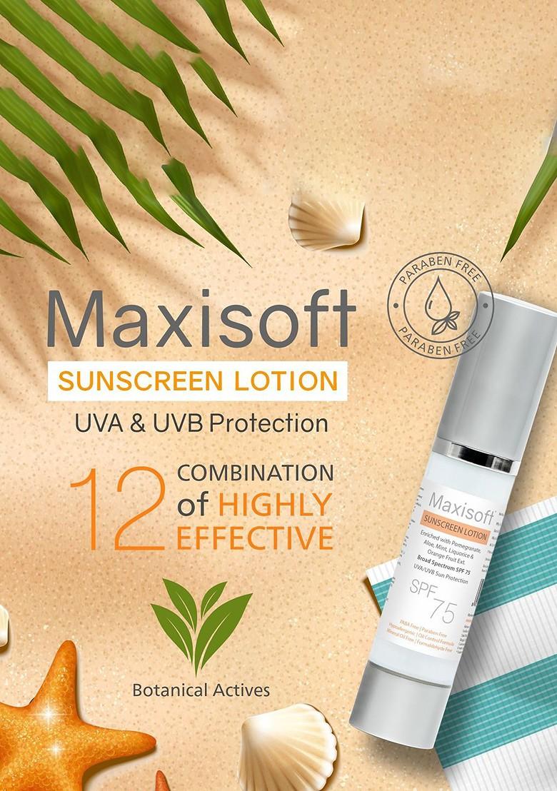 Maxisoft Sunscreen Lotion Spf 75 Uva Uvb Protection 50 Ml