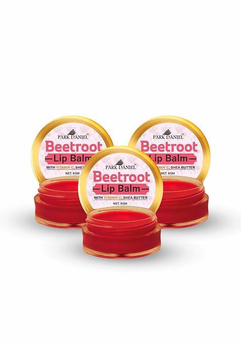 Park Daniel Set Of 3 Beetroot Lip Balm With Vitamin C Shea Butter 8G Each