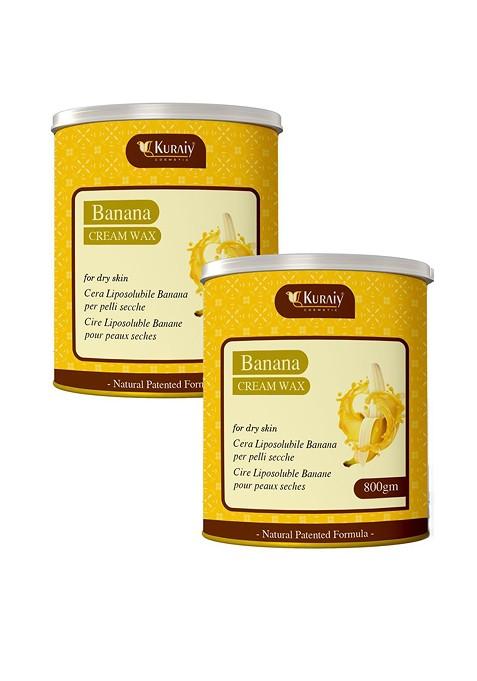 Kuraiy Set Of 2 Banana Coconut Cream Wax For Smooth Hair Removal 800 G Each