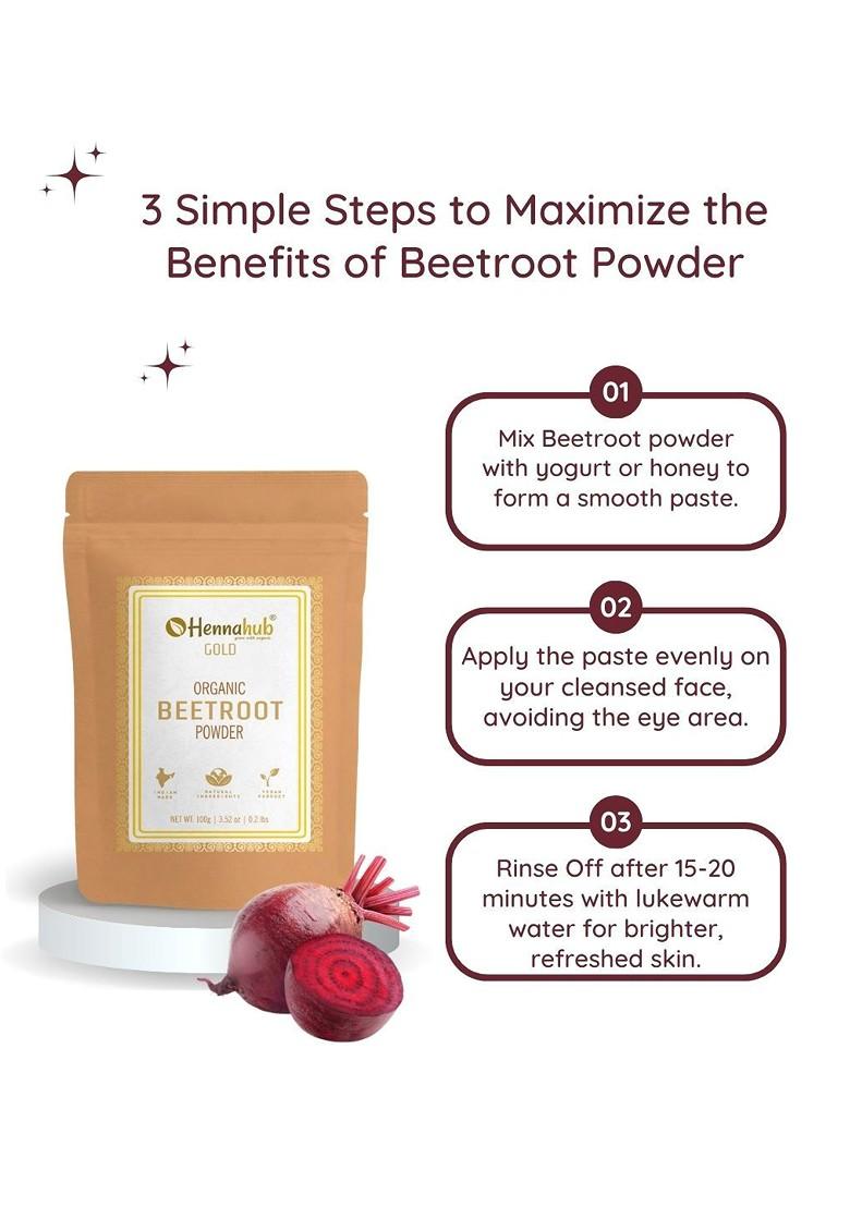 Hennahub Beetroot Powder For Natural Brightening Anti Tan Solution 100G