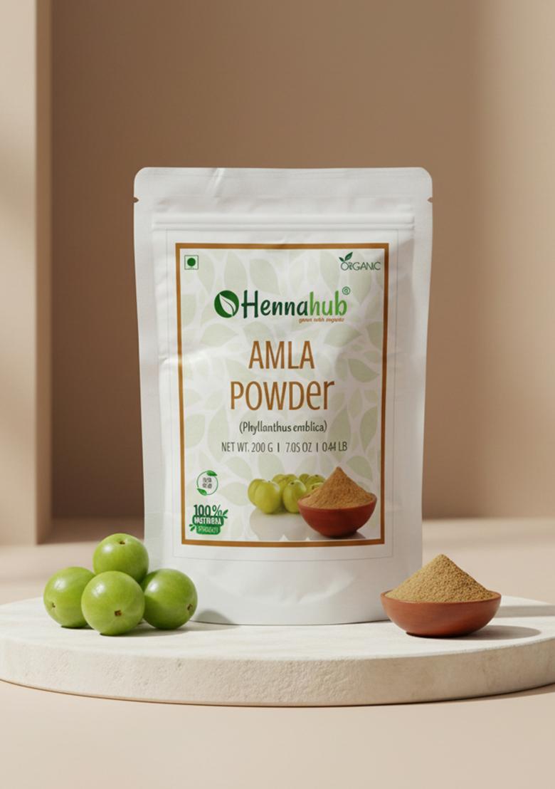Hennahub Premium Organic Amla Powder For Hair Growth Strength Skin Care 200G