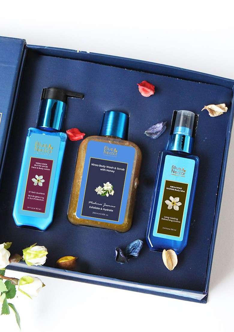 Blue Nectar Set Of 3 Combo Gift Body Lotion Wash 100Ml 250Ml - Indya