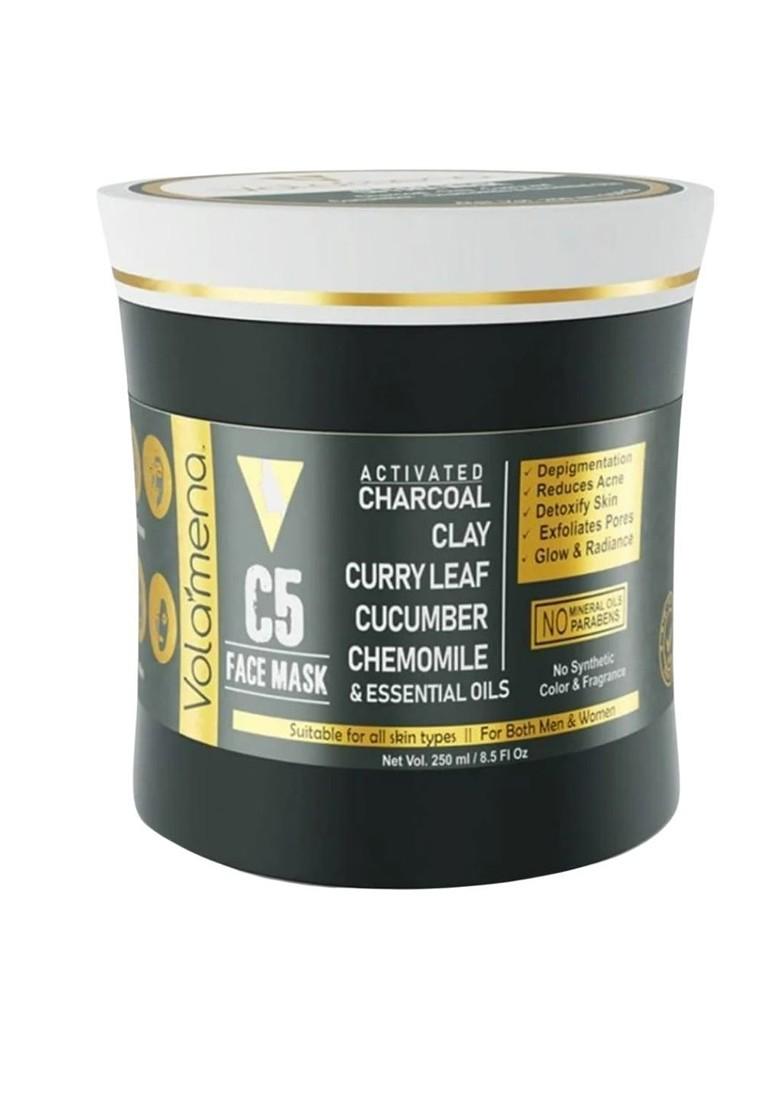Volamena C5 Activated Charcoal Face Mask For De Toxify Skin Exfoliate Pores 250Ml