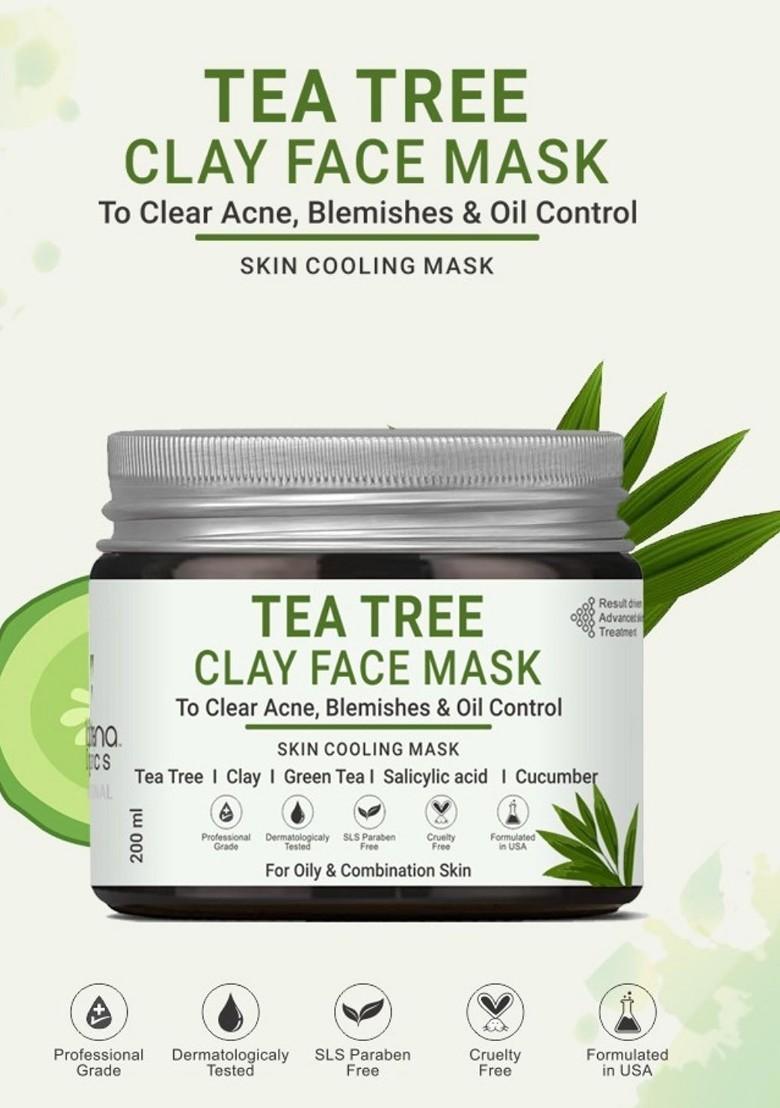 Volamena Tea Tree Clay Face Mask To Clear Acne Blemishes 200Ml
