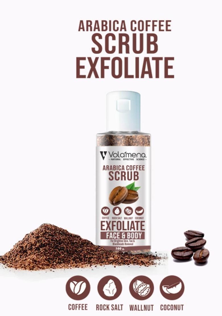 Volamena Arabica Coffee Exfoliate Brightening Skin Tan Removal Face Body Scrub 100 Ml