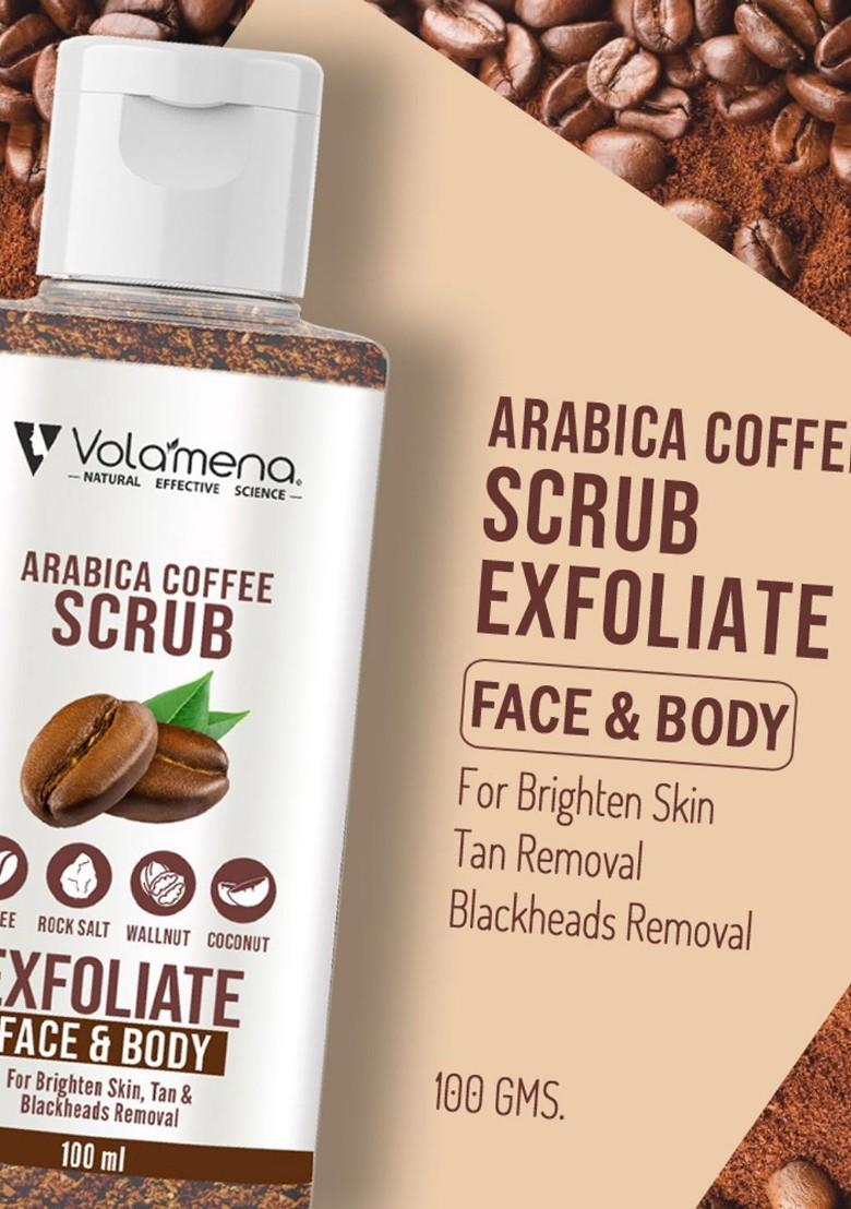Volamena Arabica Coffee Exfoliate Brightening Skin Tan Removal Face Body Scrub 100 Ml