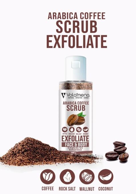 Volamena Arabica Coffee Exfoliate Brightening Skin Tan Removal Face Body Scrub 100 Ml