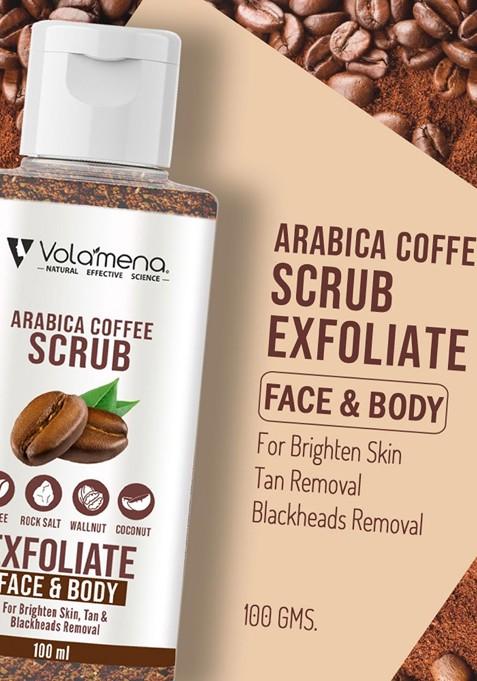 Volamena Arabica Coffee Exfoliate Brightening Skin Tan Removal Face Body Scrub 100 Ml