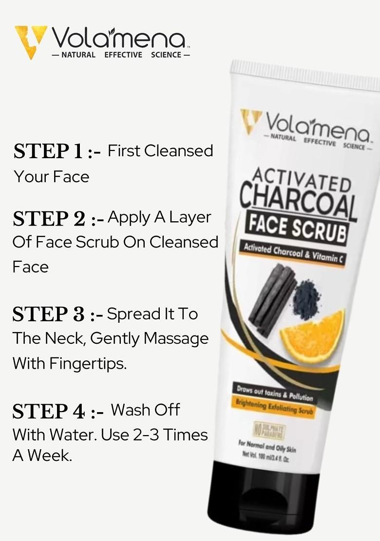 Volamena Activated Charcoal Face Scrub With Vitamin C 100 Ml