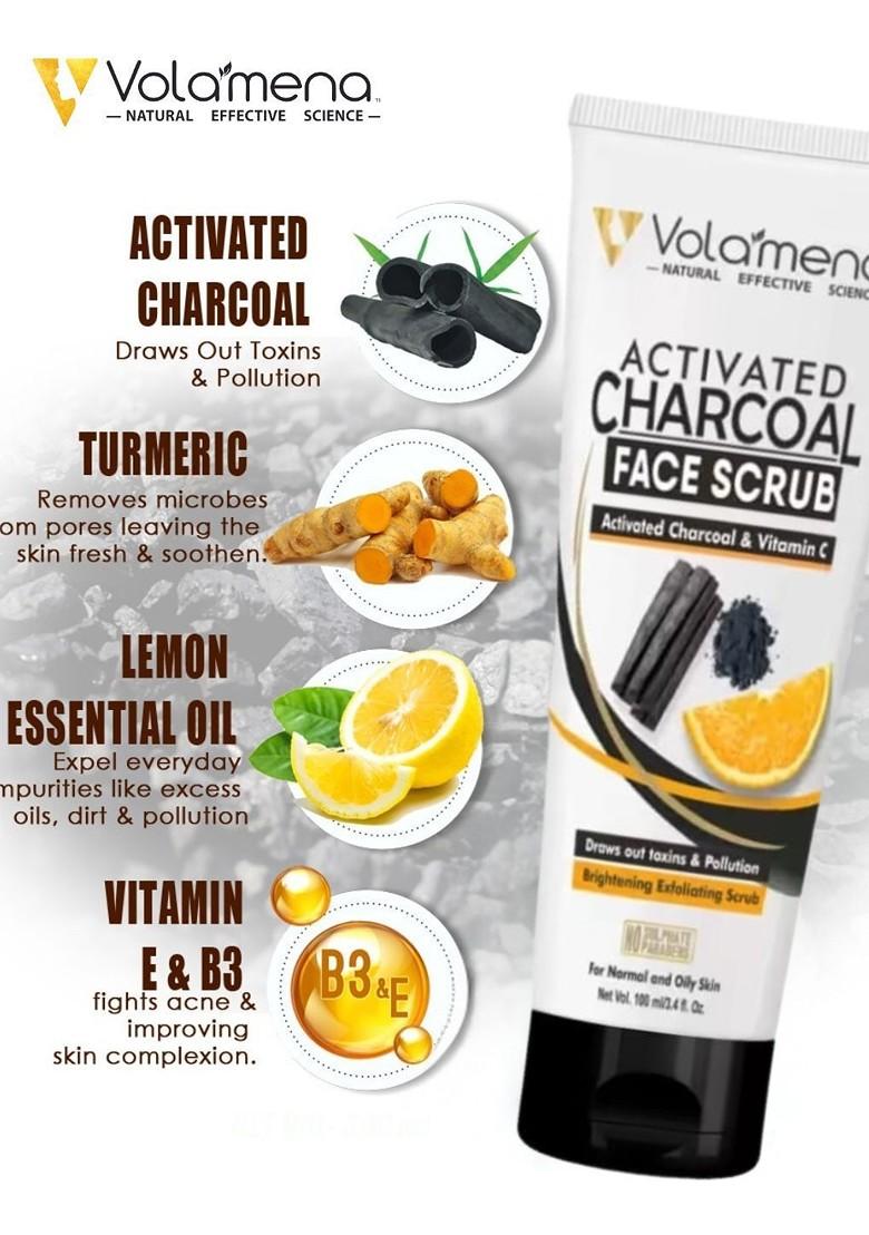 Volamena Activated Charcoal Face Scrub With Vitamin C 100 Ml