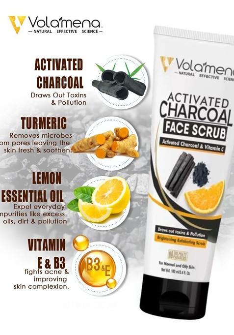 Volamena Activated Charcoal Face Scrub With Vitamin C 100 Ml