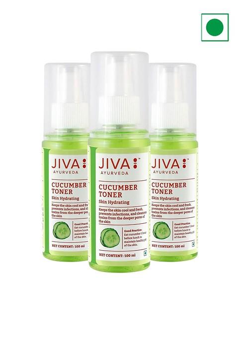 Jiva Set Of 3 100 Pure Natural Skin Hydrating Cucumber Toner 100Ml Each