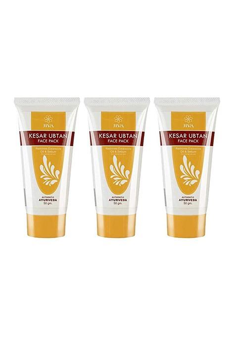 Jiva Set Of 3 Kesar Ubtan Pack With Sandalwood Oil 50G Each