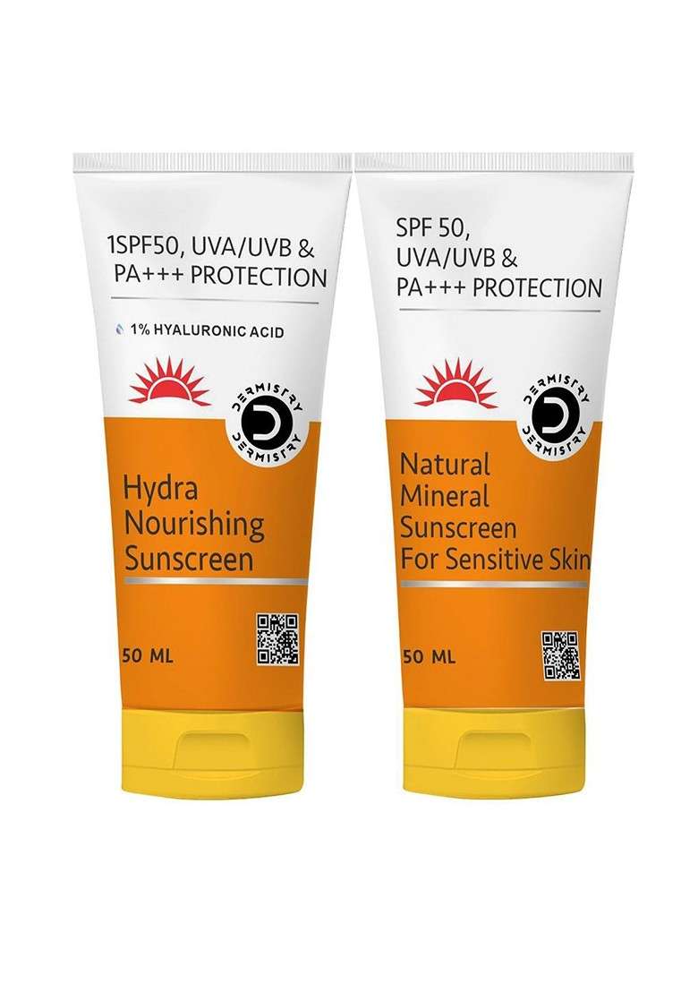 Dermistry Set Of 2 Hydra Nourishing Natural Mineral Spf50 Sunscreen 50Ml Each - Indya
